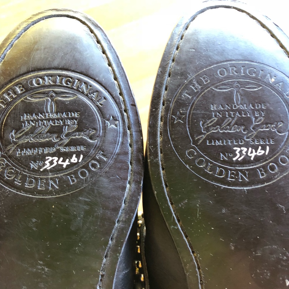 Golden Goose Black Studded motorcycle Knee High Leather Boots Bikercore - Picture 5 of 6